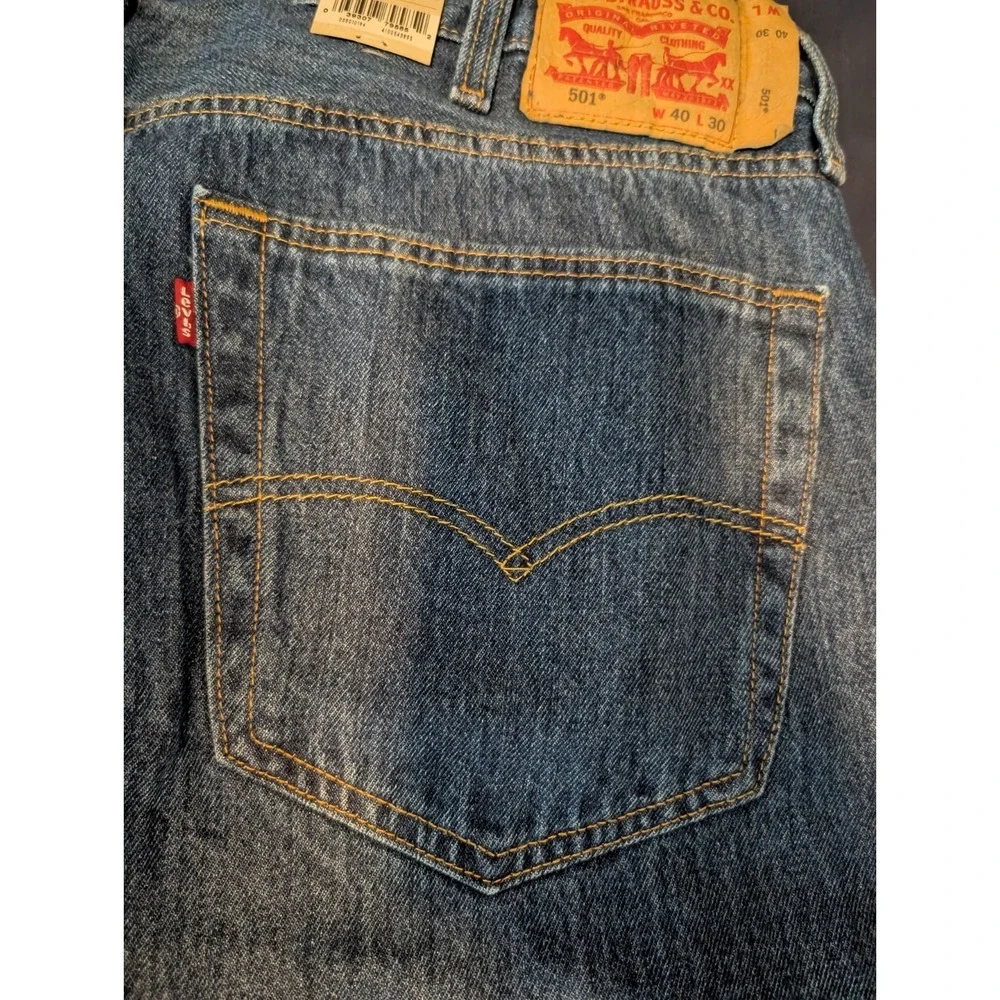 Levis Mens 501 Original Jeans Straight Leg Regular Fit Blue Denim 40x30 NWT